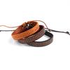 E-commerce transfronteiriço europeu e americano pulseira de couro vintage com padrão da Grande Muralha pulseira estilo punk para homens e mulheres joia simples para todas as ocasiões