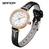 Relógio Feminino Sanda Atacado Transfronteiriço Impermeável Simples de Quartzo Fino e Leve Pérola Moda Pulseira de Couro Relógio Feminino Estudante