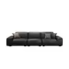 Nuevo Sofá Grande de Piel de Vaca Negra Italiano Minimalista Moderno Simple Sala de Estar Cuero Genuino Bloque de Tofu Fila Recta Sofá de Látex