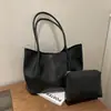 Bolso tote nuevo de gran capacidad, color liso, hecho de cuero encerado al aceite, versátil, retro, elegante y perfecto para ir al trabajo, con un diseño simple y chic, adecuado para llevar en la mano o al hombro
