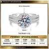 Joyería de Plata de Ley 925 Anillo Redondo para Mujer, Venta al por Mayor Anillo de Boda de Seis Garras Completamente Diamantado Micro-Pavimentado de Moissanita de 2 Quilates