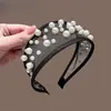 Diadema Atmosférica Estilo Hepburn 2026 con Perlas Artificiales y Ala Ancha Diadema Versátil para Exteriores Estilo Japonés Coreano Gorro Alto para la Cabeza