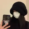 Chapéu de lã feminino outono e inverno estilo japonês chapéu de pescador grande versátil para circunferência da cabeça grande chapéu de tricô quente proteção para as orelhas chapéu para o frio faz o rosto parecer pequeno