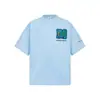 Camiseta Tendência Chinesa com Letras e Bordado de Coqueiro, Manga Curta, para Homens e Mulheres, Novidade de Verão, Estilo Retrô Americano, Tops Soltos para Casais