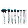 Juego de Brochas de Maquillaje de Cristal de 10 Piezas Fenglida Mango de Diamante Transparente Brocha en Forma de Abanico Venta al por Mayor Brocha para Sombra de Ojos Herramientas de Maquillaje