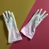 Luvas transparentes brancas de duas cores luvas para lavar louça feminina cozinha fada látex lavar roupas à prova d'água plástico borracha tarefas domésticas lavar louça