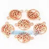 Accesorios para Joyería DIY Cobre Puro Chapado en Oro Microincrustado Árbol de la Vida Arcoíris Conector Incrustado de Turquesa