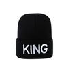Gorro de punto con letra KING europea y americana transfronteriza para mujer Otoño e Invierno QUEEN Bordado Cálido Jersey Gorro de lana para hombre