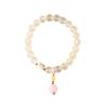 Pulsera Caifu de Calcedonia Amarilla Fresca Artística Estilo Hada Dulce Diseño de Nicho Femenino Colgante de Pieza de Raíz de Loto Pulsera Rosa