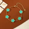 Pulsera de Trébol de Cinco Hojas Doble Cara Versión Alta Transfronteriza Dopamina Lujo Ligero Simple Sentido Avanzado 18k No Se Descolora Lanzamiento