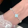 Azuis Sonho Estelar~Pulseira Doce Flor de Zircônia para Mulheres Design Refinado Personalidade Exquisita Anel de Mão Estilo Nicho High-End Joia de Mão