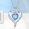 Collar Explosiones de Amazon Transfronterizo para Mujer Moda Europea y Americana Circonita de Color Colgante de Corazón Regalo del Día de San Valentín Día de la Madre
