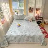 Sábana de Cama de Algodón Esponjoso de Alta Calidad Clase A Súper Suave Funda de Edredón con Encaje Sábana de Cama de Pieza Única de Algodón Puro para Dormitorio de Estudiantes Funda de Almohada 4