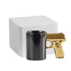 Caneca de Café Cerâmica com Alça em Formato de Pistola _ Caneca Preta Única de 350ml com Alça Dourada em Formato de Pistola _ Divertida para Amantes de Armas