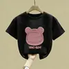 Moda de Niña Nueva Colección Primavera Verano 2026 Algodón Puro Camisetas de Manga Corta para Niños Estampado de Dibujos Animados
