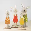 Nuevas manualidades de madera de Pascua decoración de escritorio pintada estilo nórdico hogar conejo productos decorativos de madera