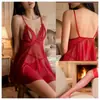 Lingerie Sexy, Não Precisa Tirar, Tamanho Grande, Luxo Leve, Camisola de Renda com Renda e Renda em V Profundo, Robe de Renda, Uniforme para Mulheres