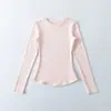 7683-26 Primavera Estilo Coreano Ajustado Liso Básico Yoga Fitness Manga Larga Sudadera Camiseta Capa Base