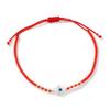 Pulsera de Conchas Popular de Verano para Niñas, Cuerda Roja Trenzada Concha Natural Concha Ojo de Gato Colgante de Cruz Tendencia de Moda