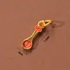 Accesorios Antiguos Vietnamitas de Oro de Arena Alta Retención de Color Cuentas Espaciadoras Colgante de Zirconio Incrustado de Durazno Cadena de Extensión para Pulsera y Collar Joyería DIY