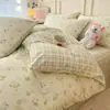 Juego puro de algodón de cuatro piezas, funda nórdica 100% algodón, sábana bajera y sábana encimera, juego de ropa de cama, adecuado para dormitorios de estudiantes, juego de tres piezas