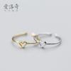 Anillo de plata S925 para mujer, estilo coreano, sencillo, con forma de corazón y diamantes, J4347