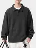 Camisa polo de manga larga estilo "old money" para hombre, nueva colección de otoño, camiseta con cuello acanalado texturizado, prenda superior para hombre para usar en capas