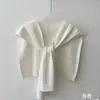 Xale de Tricô Trançado Texturizado de Alta Qualidade em Fio Cardado Lavado para Mulheres, Peça Versátil para Camadas, Pequeno Xale Puro