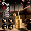 Hookah de Latón, Pipa de Fumar Estilo Tradicional Bai Fu, Hookah de Alta Calidad, Doble Base Recta, Pipa de Hookah Metálica con Filtro de Cuatro Usos