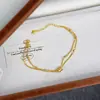Pulseira Vietnamita Banhada a Ouro para Mulheres com Cintura Pequena, Contas Disco, Pulseira Cor Dourada, Mesmo Estilo do Xiaohongshu, Joia Versátil de Camada Dupla