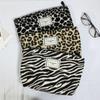 Bolsa de cosméticos con estampado de leopardo a rayas japonesa y coreana, bolsa de almacenamiento, bolsa de viaje portátil para cambiar el teléfono móvil, llave, bolso de mano ligero