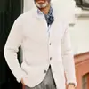 Cardigan de Tricô Masculino Casual de Manga Longa, Cor Sólida, Gola Alta, Slim Fit, Moda Europeia e Americana Transfronteiriça, Suéter para o Dia a Dia