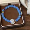 Pulsera de Piedra Natural con Cuentas Estilo Chino Simple Elegante Gama Alta Azul Claro Pulsera de Moda de Nicho Joyería Pequeña Fresca para Manos de Mujer