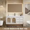 Lavabo pastoral simple estilo francés y combinación de mueble de baño, mueble de lavabo de baño integrado