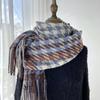 Cachecol Xadrez Pied-de-Poule Colorido para Mulheres Outono e Inverno 2024 Novo Xale com Franjas de Imitação de Caxemira Estilo Coreano Cachecol Quente Espessado