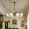 Lustre de Pétalas Estilo Francês, Luminária de Sala de Estar Artística de Designer Meio do Século, Lustre de Quarto Romântico e Aconchegante com Decoração de Flores Retrô