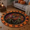 Tapete redondo de Halloween transfronteiriço, antiderrapante, adequado para sala de estar, sofá e mesa de centro, resistente à sujeira, fácil de manter, tapete de veludo cristal para uso doméstico