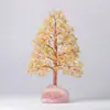 Grava de cristal natural tejida con alambre de cobre, árbol de la vida con base de cristal rosa, árbol de la fortuna, decoración de oficina, regalo de vacaciones