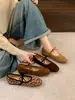 Wanwan Feng Zapatos de Salón Mary Jane Retro de Suela Blanda para Mujer 2026 Nuevos Bailarinas Francesas de Gamuza con Corte Bajo y Lazo
