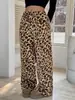 Pantalones Casuales Nuevos Europeos y Americanos de AliExpress Transfronterizos Estampado de Leopardo Pantalones Largos de Pierna Ancha