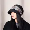 Nuevo Sombrero de Fieltro de Lana Estilo Cubo Otoño e Invierno para Mujeres de Mediana Edad y Mayores, Sombrero de Pescador con Retazos de Espiga, Sombrero Cálido Casual para Exteriores
