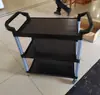 Carrinho de servir de três níveis multiuso para restaurantes, usado para recolher pratos, entregar comida e transportar bandejas; carrinho grande para tigelas e pratos