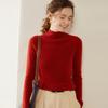 Suéter de Cachemira Ajustado a Rayas de Cuello Medio Alto para Mujer Otoño e Invierno Pulóver de Manga Larga Interior Cálido Suéter de Punto Básico