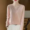 Suéter de encaje para mujer con cuello en V para primavera y verano, base fresca y delgada con hebilla de perla hueca estilo francés, moda de interior