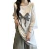 1.00 kg-150.00 kg Talla Grande Camiseta de Manga Corta Ginny Bordada con Mariposas para Mujer Verano Nueva Holgada Adelgazante Top Ins