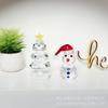 Artesanías de Vidrio Suministros Navideños Muñeco de Nieve con Sombrero Rojo con Diamante Árbol de Navidad Verde Regalos Festivos Adornos de Cristal