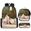 Mochila Estampada Maravilha do Oceano Mais Vendida Transfronteiriça Mochila Esportiva de Grande Capacidade Mochila Escolar para Alunos do Ensino Fundamental e Médio Mochila Escolar Conjunto de Três Peças