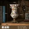 Florero Cerámico Retro Estilo Americano Personalizado por el Fabricante con un Acabado de Alta Gama, Florero Alto Creativo Estilo Europeo para Arreglos Florales, Pieza Decorativa de Alto Valor