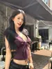 Camiseta Blanca con Adorno de Encaje Estilo Puro Deseo para Mujer 2025 Nuevo Verano Chica Picante Cuello en V Top Sexy de Manga Corta