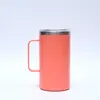 Taza aislada de acero inoxidable 304, taza de agua para oficina, taza de café portátil a prueba de fugas con asa, taza de color sólido de doble capa, hervidor